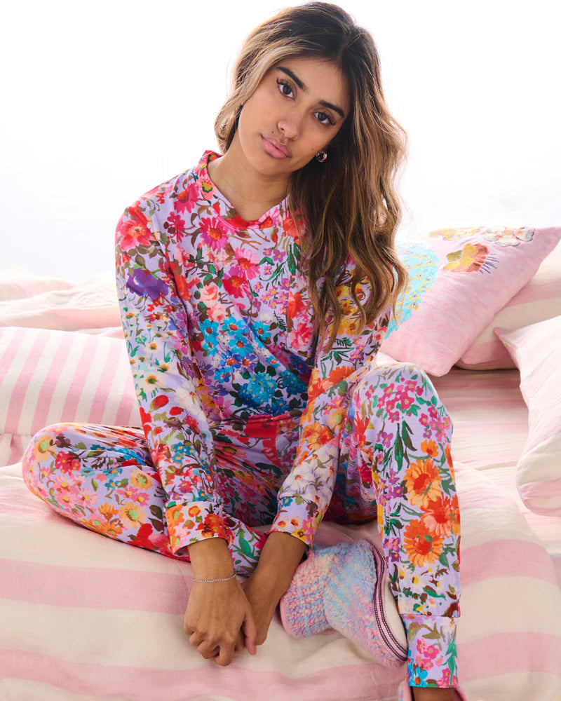 Kip and Co Long Sleeve Slouch PJs - Forever Floral Lilac