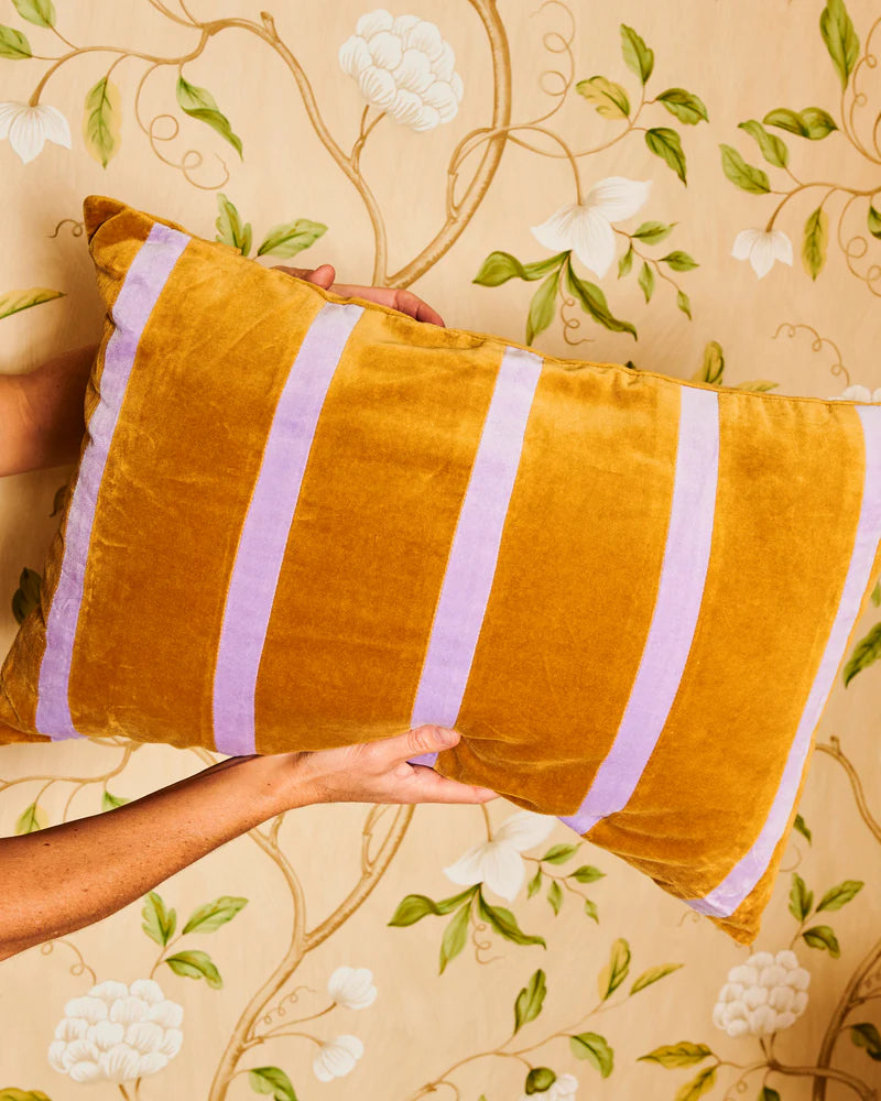 Velvet Stripe Cushion - various colours
