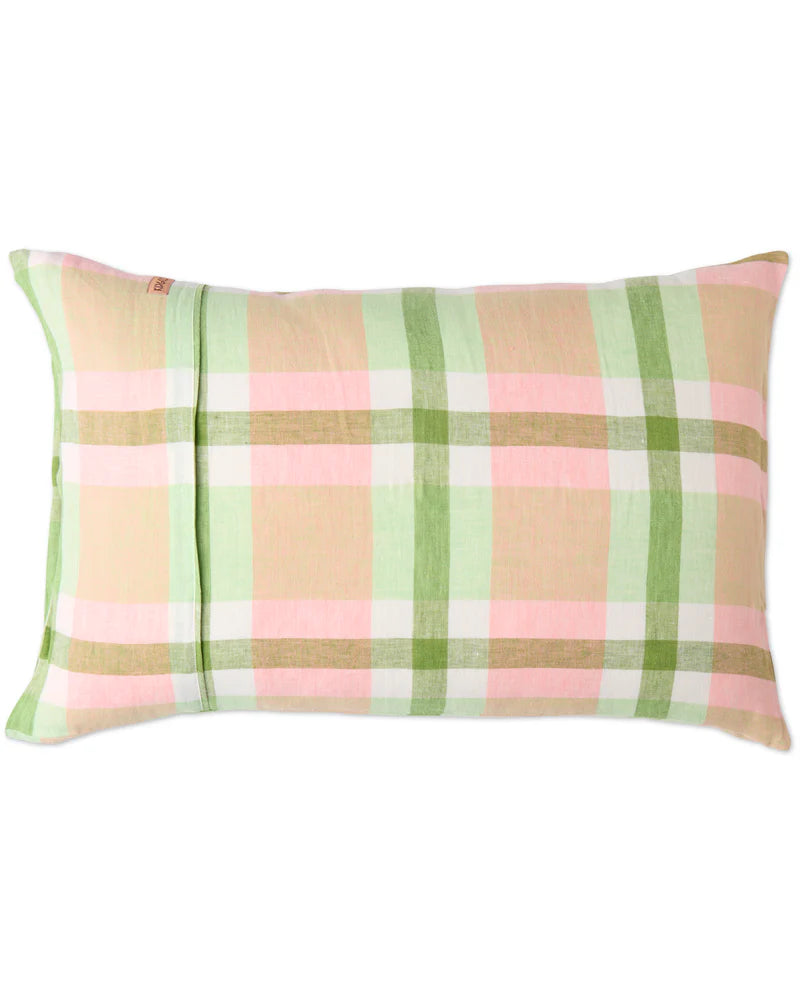 Kip and Co Pistachio Tartan Linen Pillowcases - Set of 2