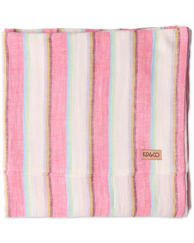 Kip and Co Linen Flat Sheet - Rose Water Stripe