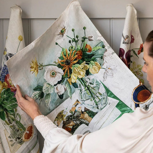 Bespoke Linen Tea Towel - April Blooms