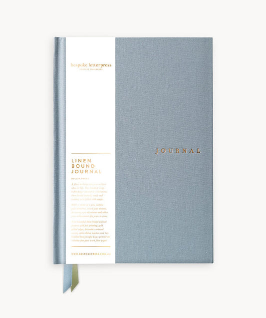 Bespoke Letterpress - LINEN BOUND JOURNAL - LUNA BLUE (BULLET JOURNAL)