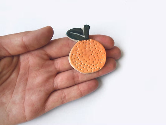Togetherness Ceramic Brooch - Orange