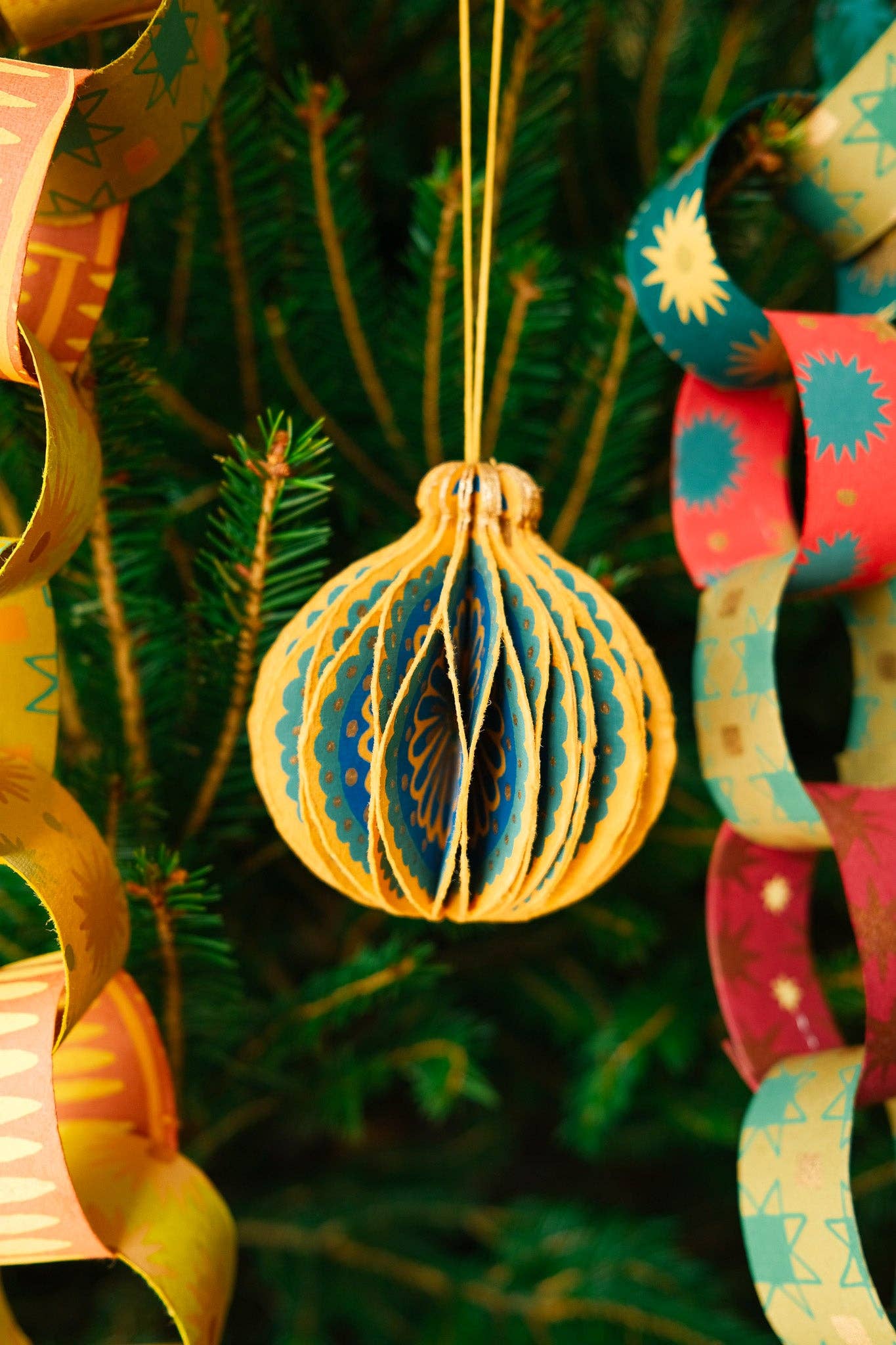 Yellow Bauble Honeycomb Decoration