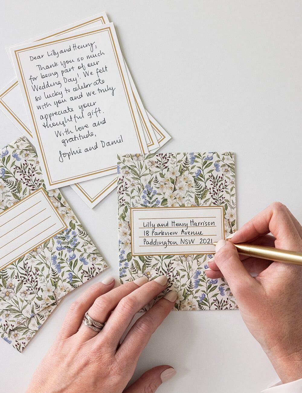 Bespoke Letterpress - Forget Me Not 4pk Scallop Notecard Set