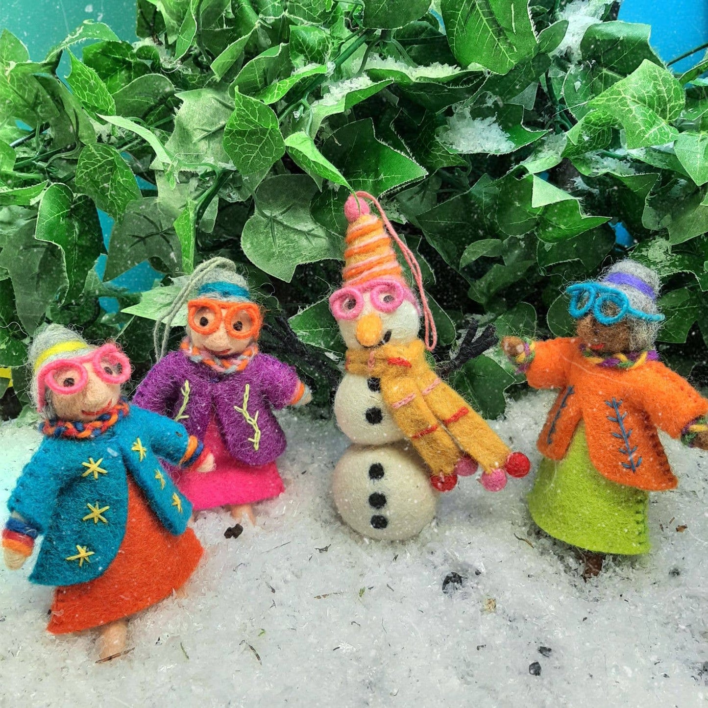 Handmade Felt Groovy Grannies Hanging Decoration: Various