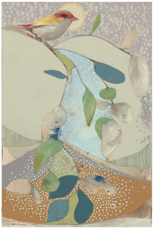 Dana Kinter limited edition print - “red backed finch and blue gum (i)”
