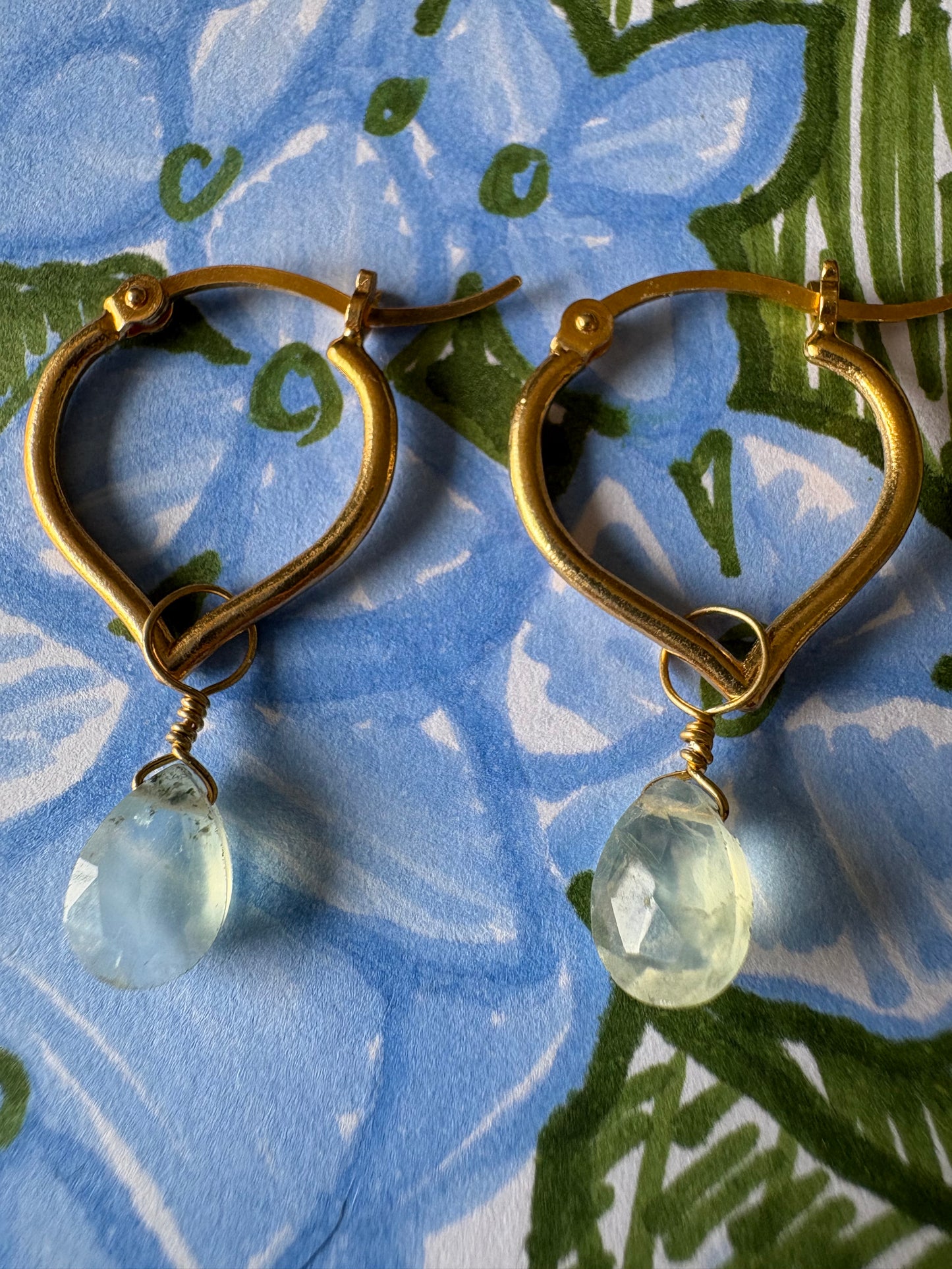Hammam Huggie Earrings with Aquamarine Stone