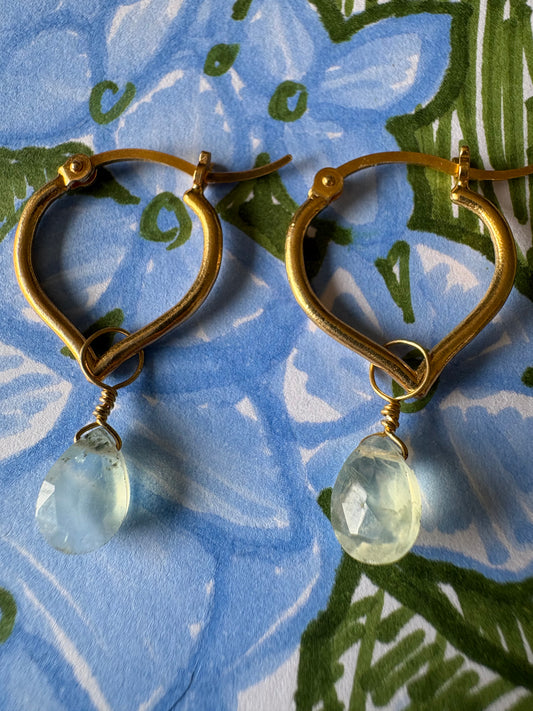 Hammam Huggie Earrings with Aquamarine Stone