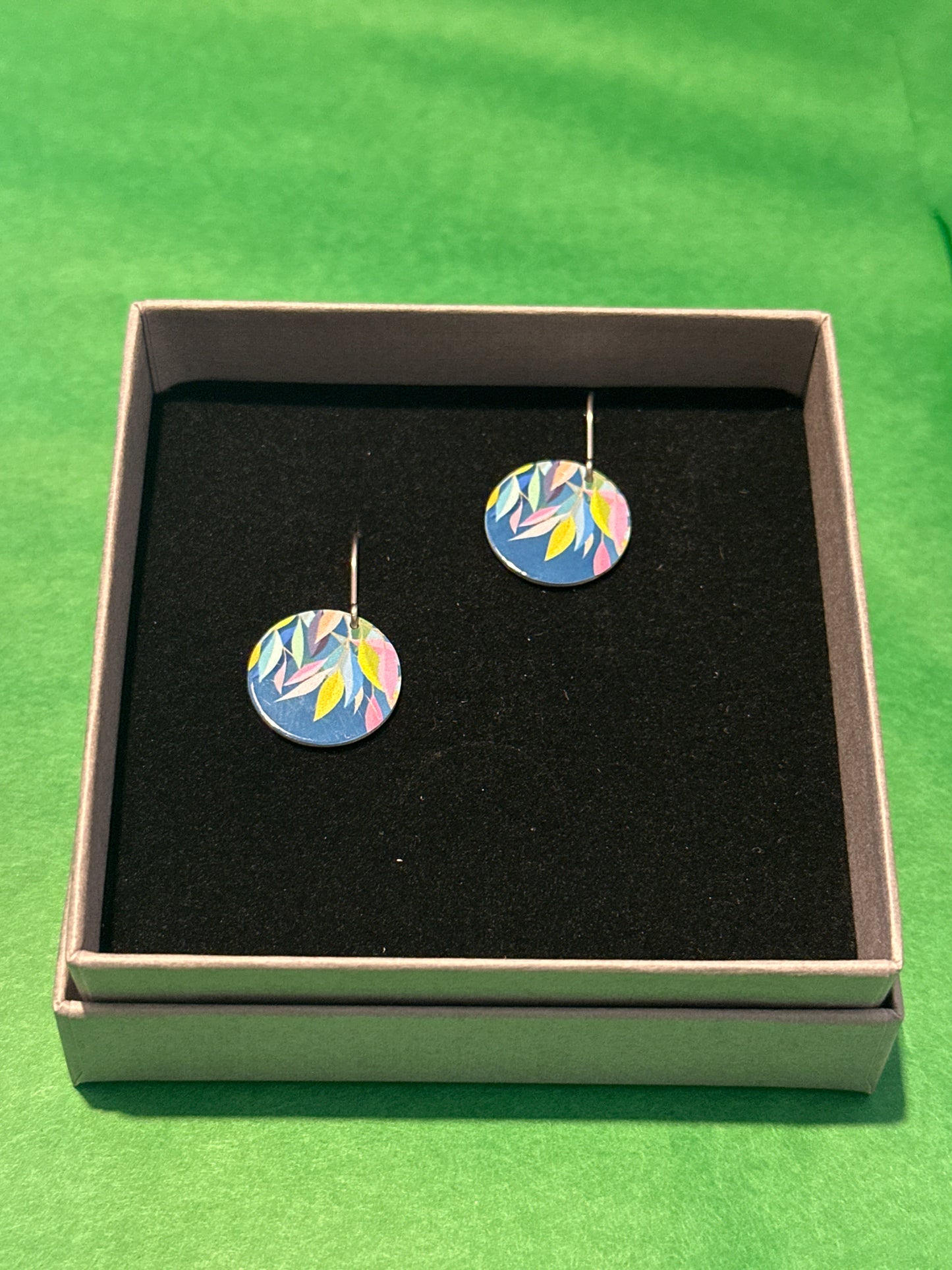 Evening Leaves Small Circle Shepards Hook Earrings
