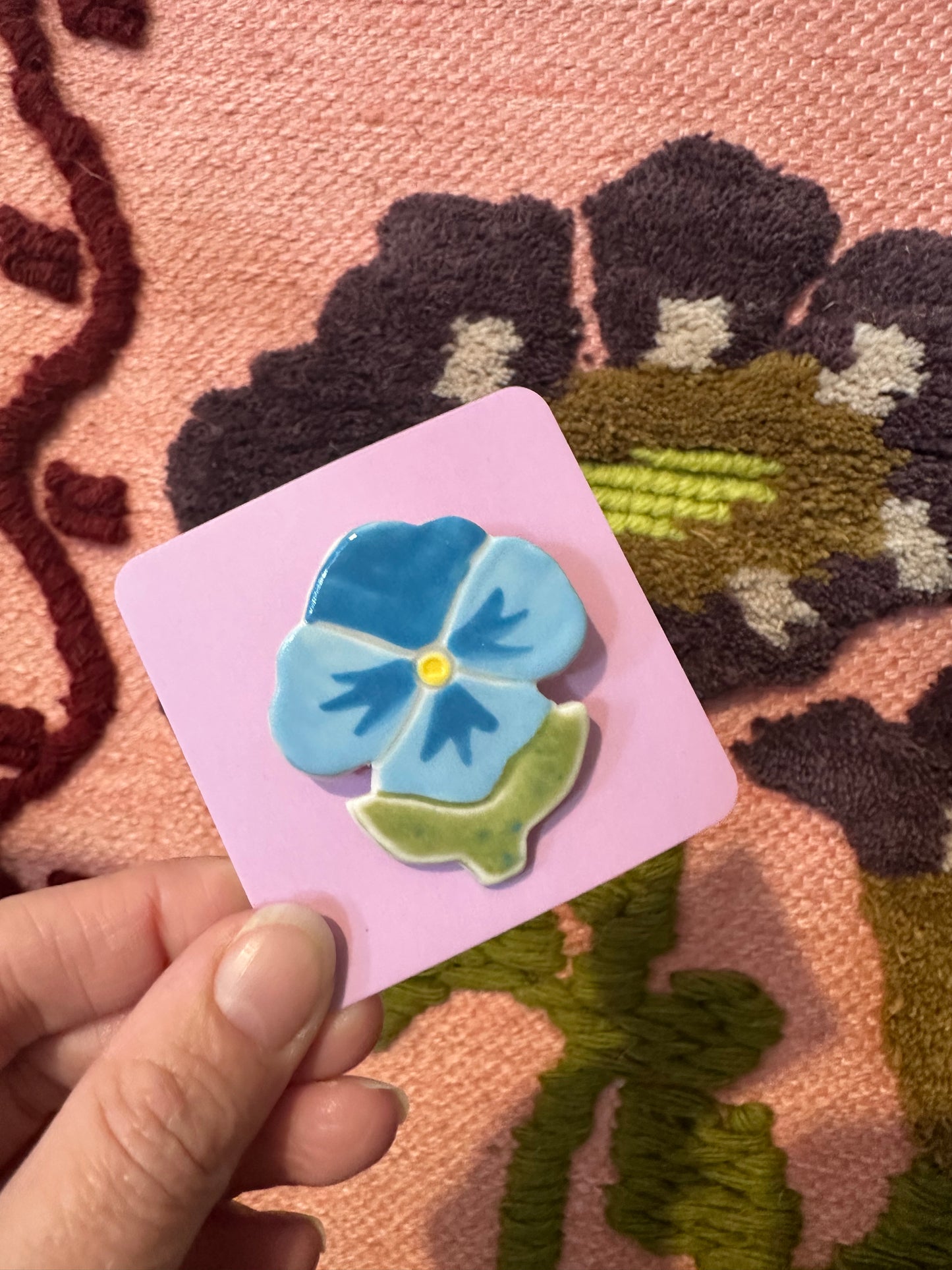 Togetherness Flowerful Ceramic Brooch - Pansy
