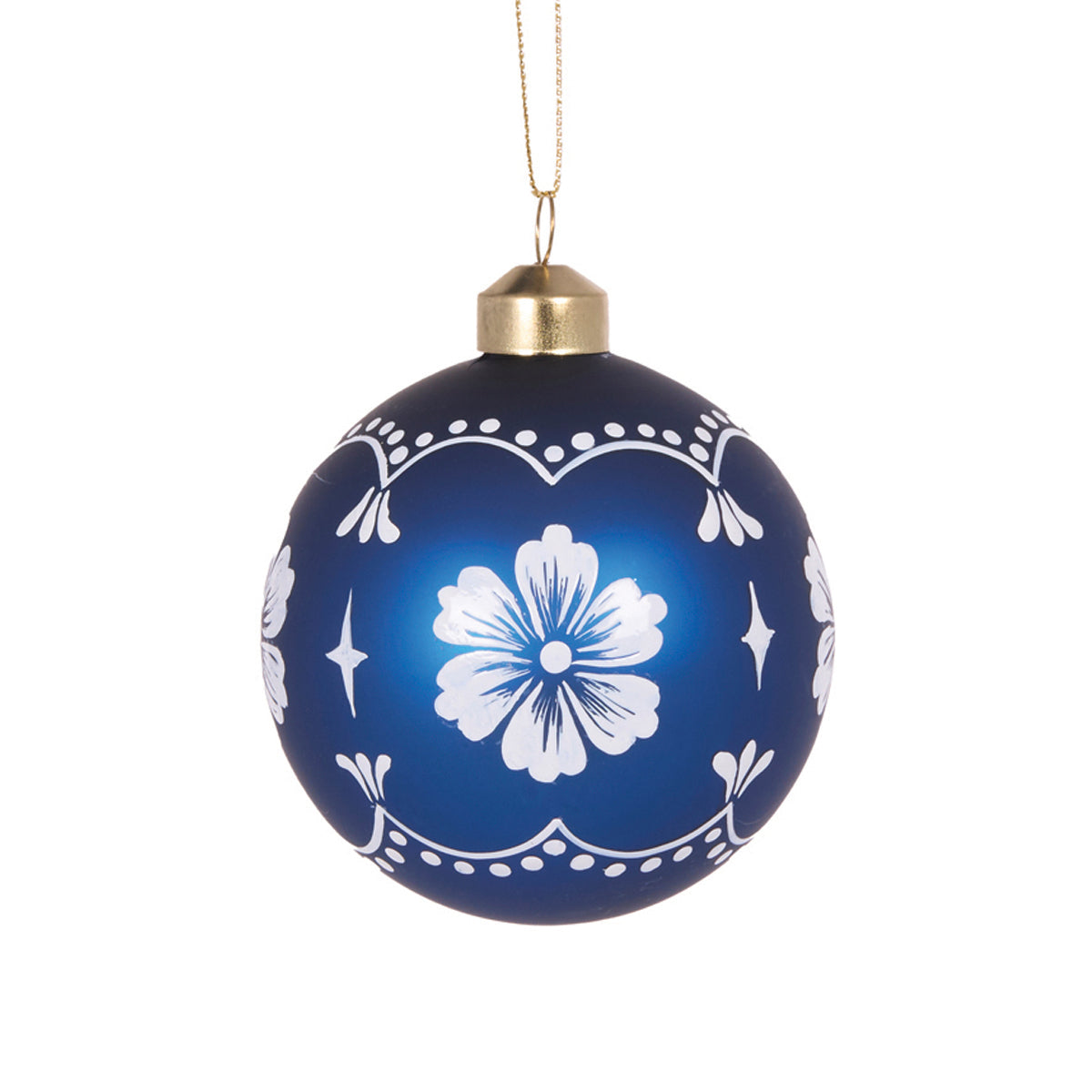 Matte Dark Blue and White Wedgwood Bauble Decoration