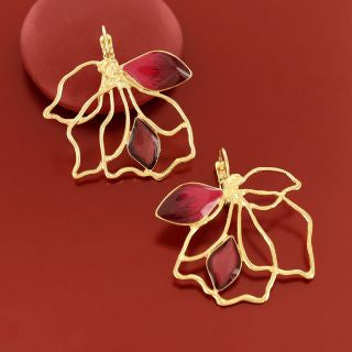 Taratata Jewellery - Pink Hibiscus Lever Back Earrings