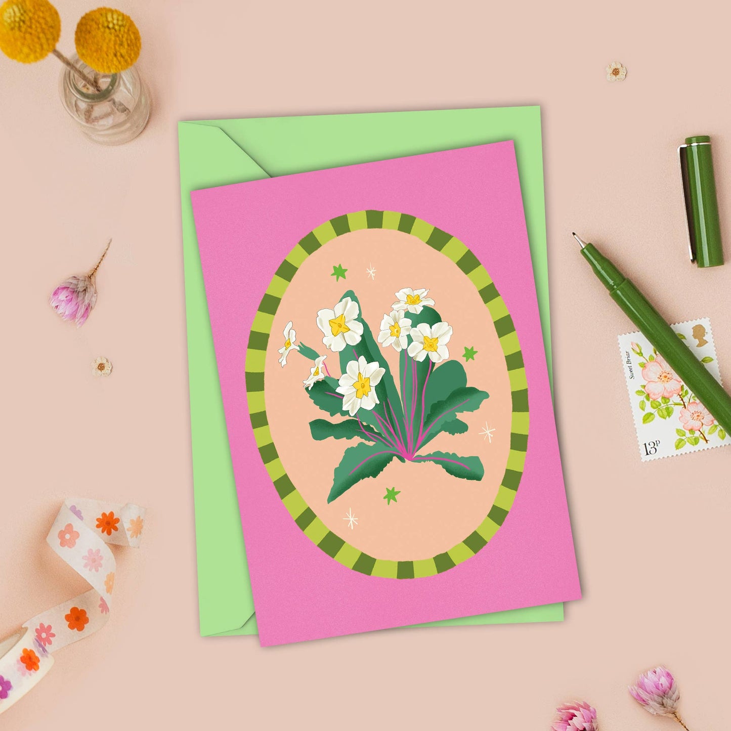 Primrose Flower Blank Card | Just Because, Any Occasion