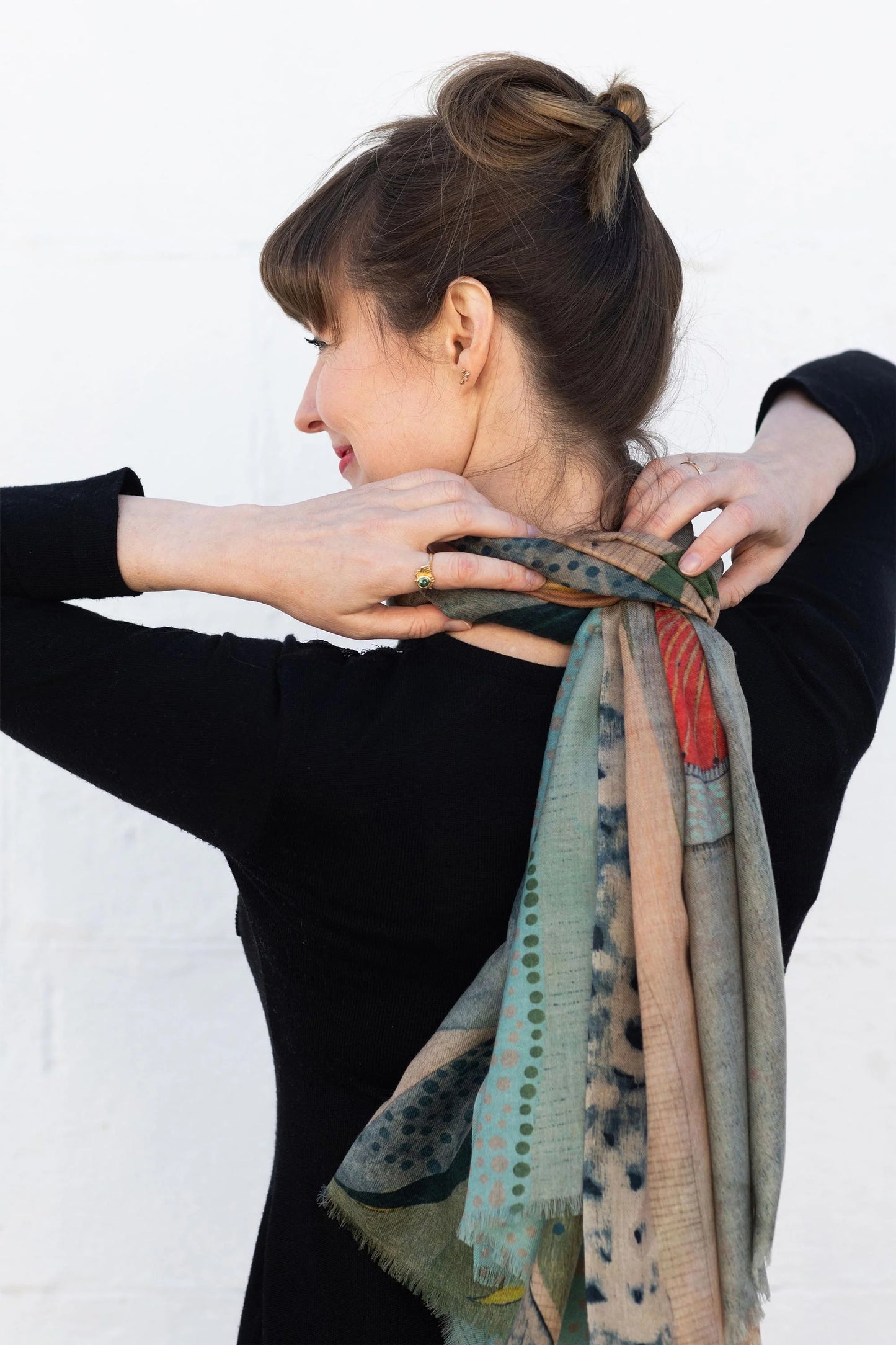 Dana Kinter Cashmere Wool Scarf - Silvereyes and Eucalyptus