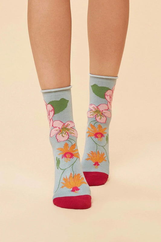Powder Tropical Flower Socks - Various colours