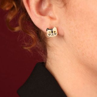 Taratata Jewellery - Alfred Cat Face Stud Earrings