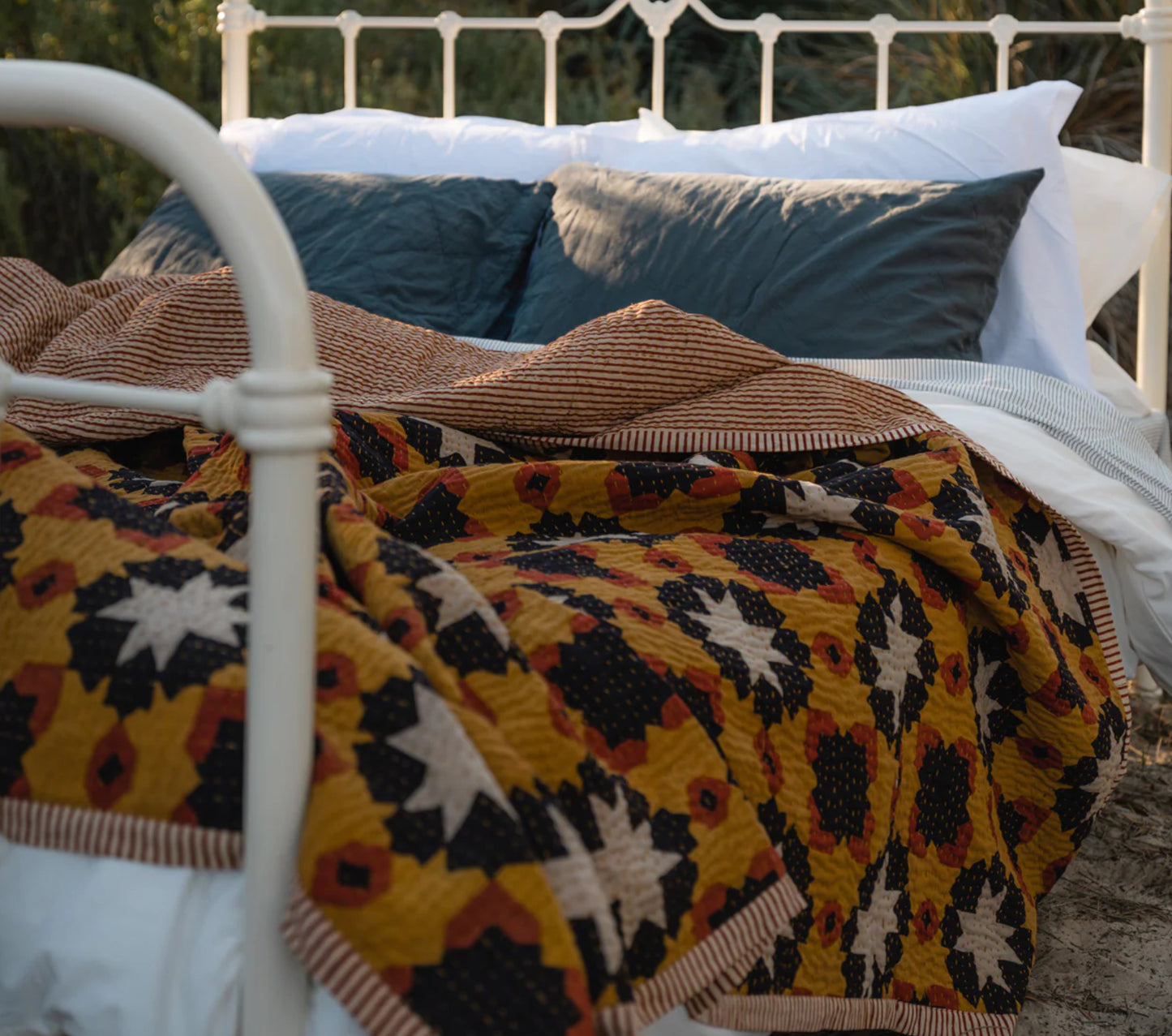 Dana Kinter Kantha Quilt - Love threads, Rajasthan hearts and stars