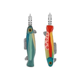 Taratata Jewellery - Blue and Red Fish Lever Back Earrings