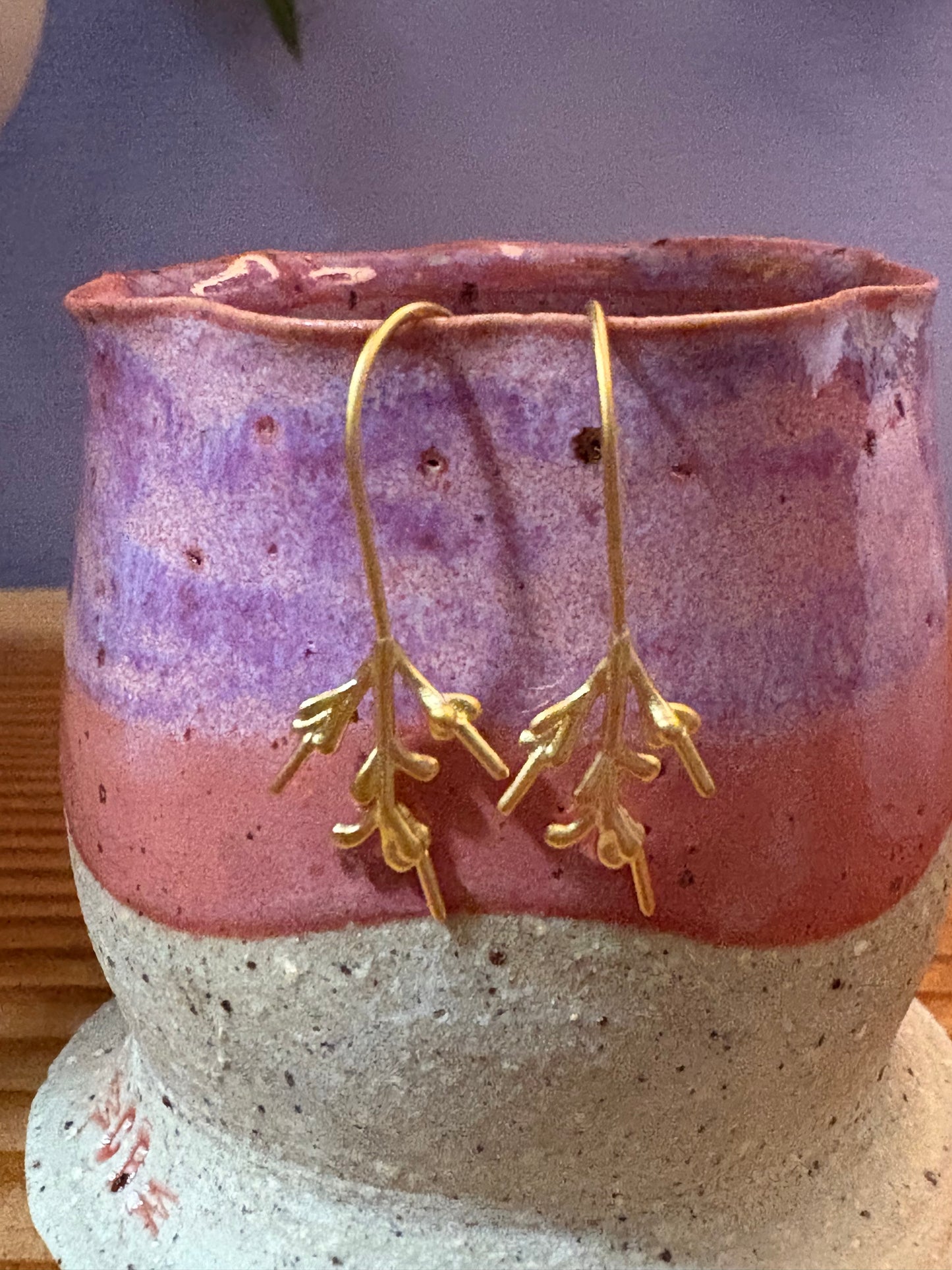 Tiny Branch Hook Earrings (gold)