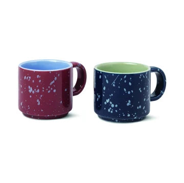 The Simon Ceramic Espresso Cups - Burgundy and Navy