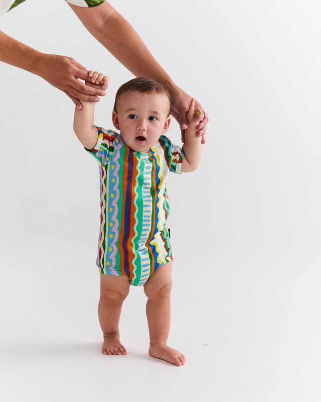 Kip and Co Organic Short Sleeve Romper - Beach Patterns