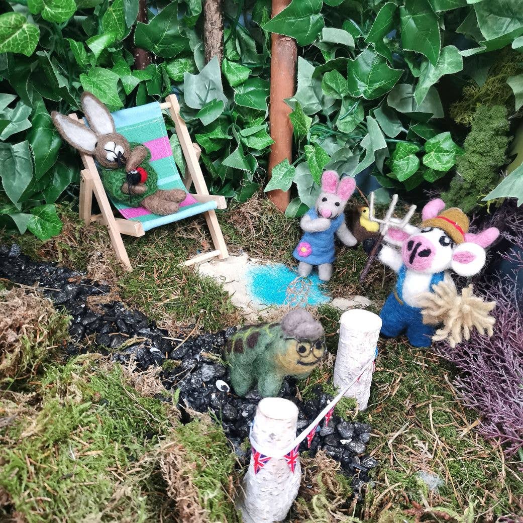 Handmade Felt Angus the Cow Hanging Farmer Decoration