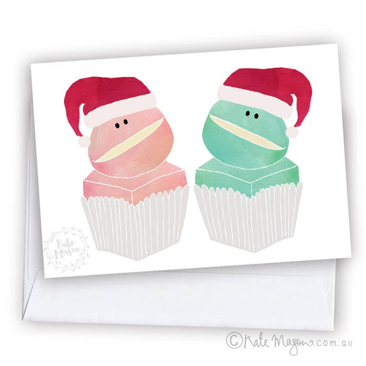 Frog Cakes Christmas GREETING CARD 