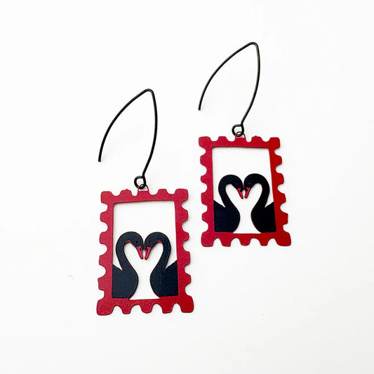 Denz earrings - Midi Stamp Earrings - Black Swans