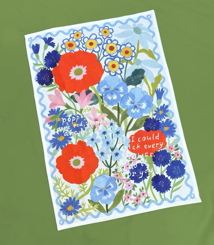 Togetherness Poppies are Red Tea Towel
