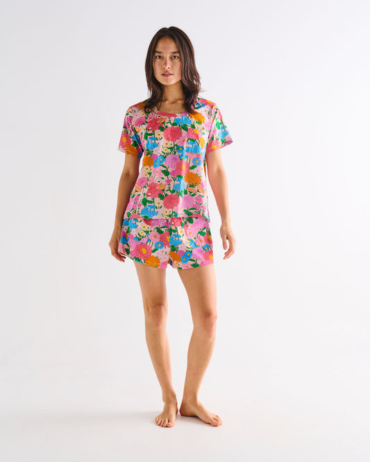 Kip and Co Organic Cotton Short Sleeve T-Shirt & Shorts Pyjama Set - Follow the Sun