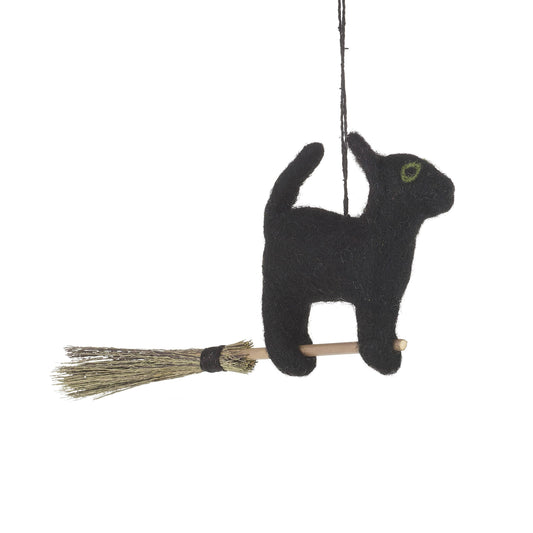 Handmade Hanging Flying Black Cat Decoration