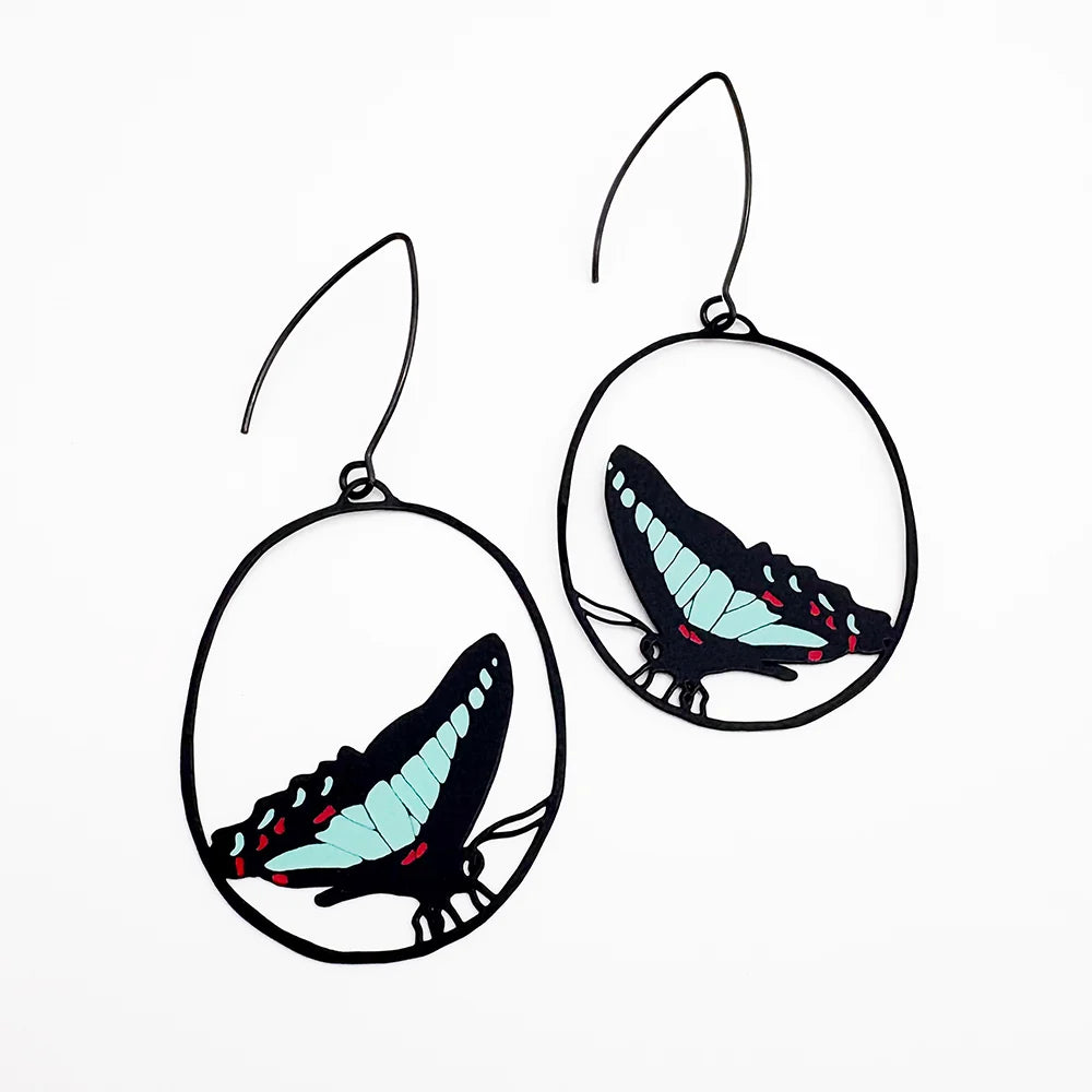 Denz earrings - Butterfly Blue Triangle
