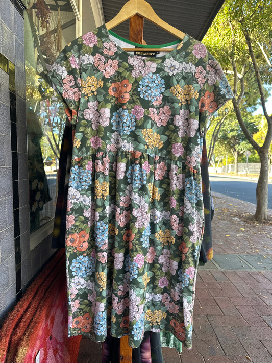 Curvature Short Sleeve Cotton/Lycra Smock Dress