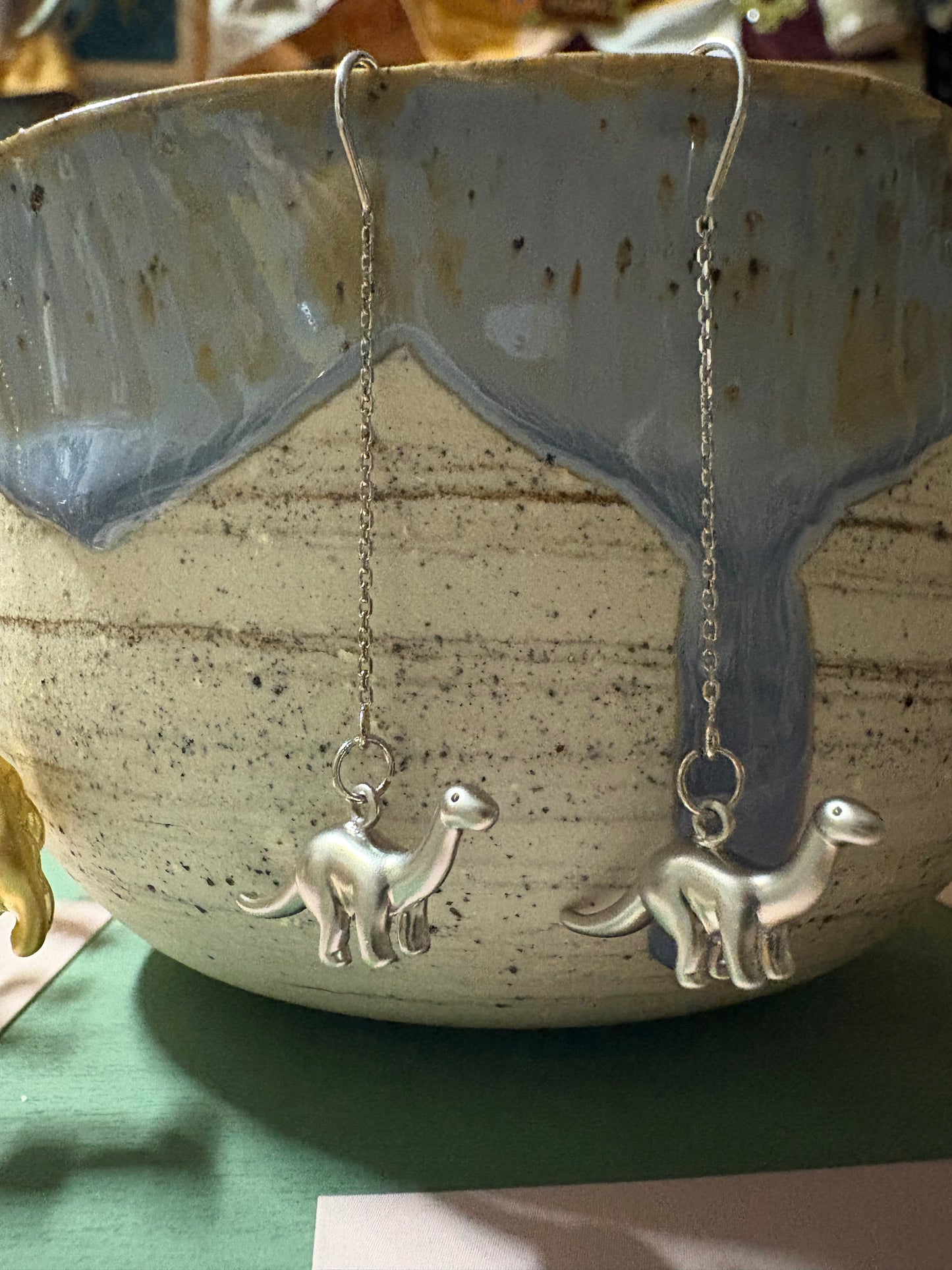 Brontosaurus Silver Thread earrings