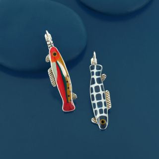 Taratata Jewellery - Navy and Red Fish Lever Back Earrings