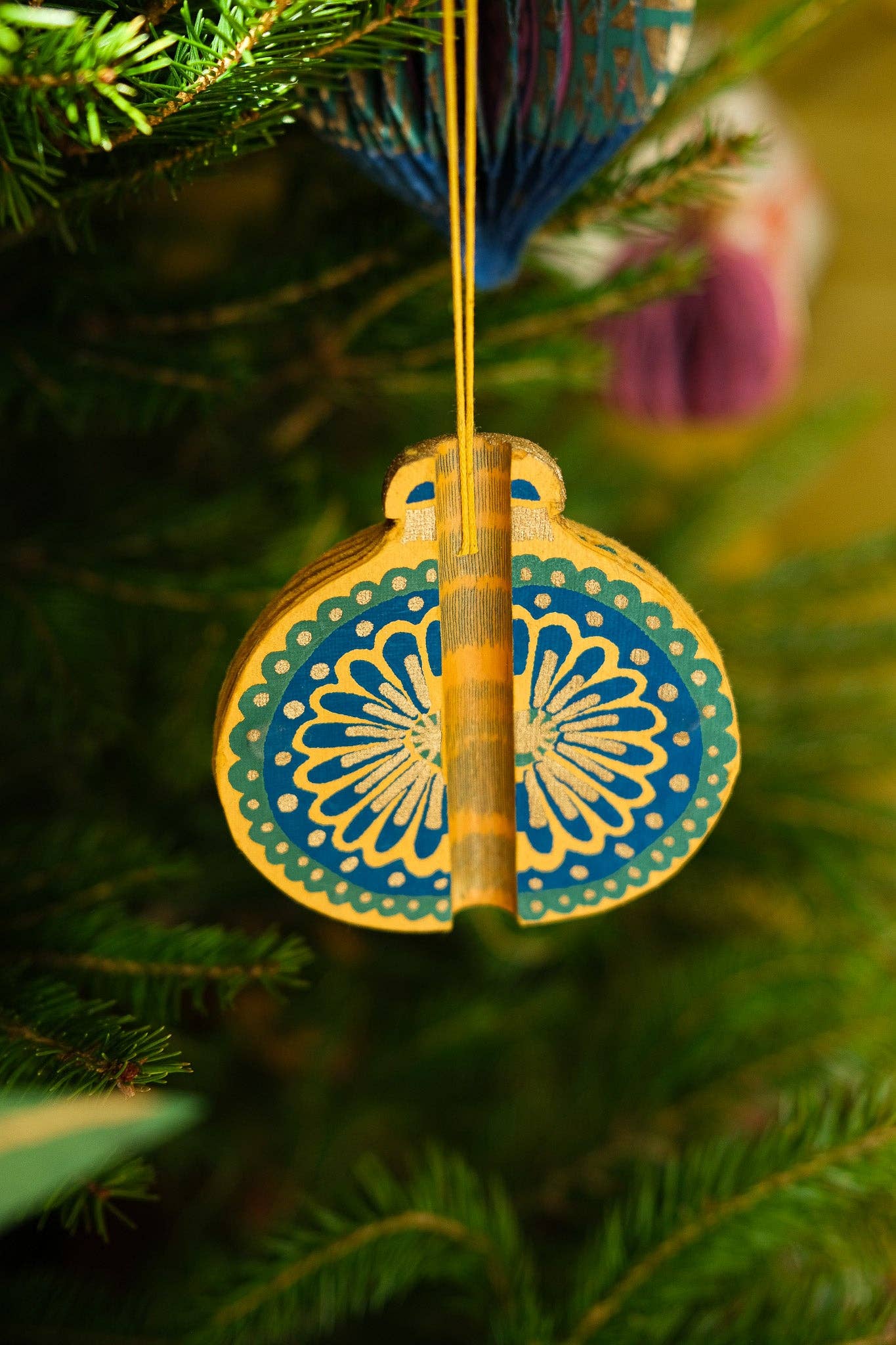 Yellow Bauble Honeycomb Decoration