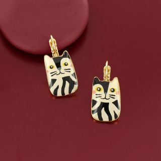 Taratata Jewellery - Alfred Short Cat Lever Back Earrings
