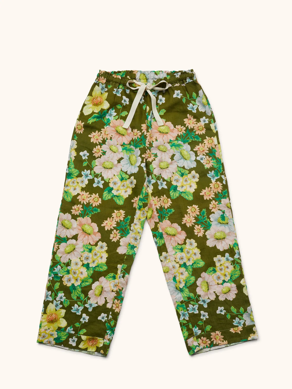 Bonnie and Neil Buttercup Olive Linen Pjs