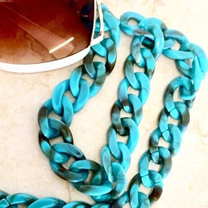 Salty Safari Sunglass Chain - Turquoise Tortoiseshell