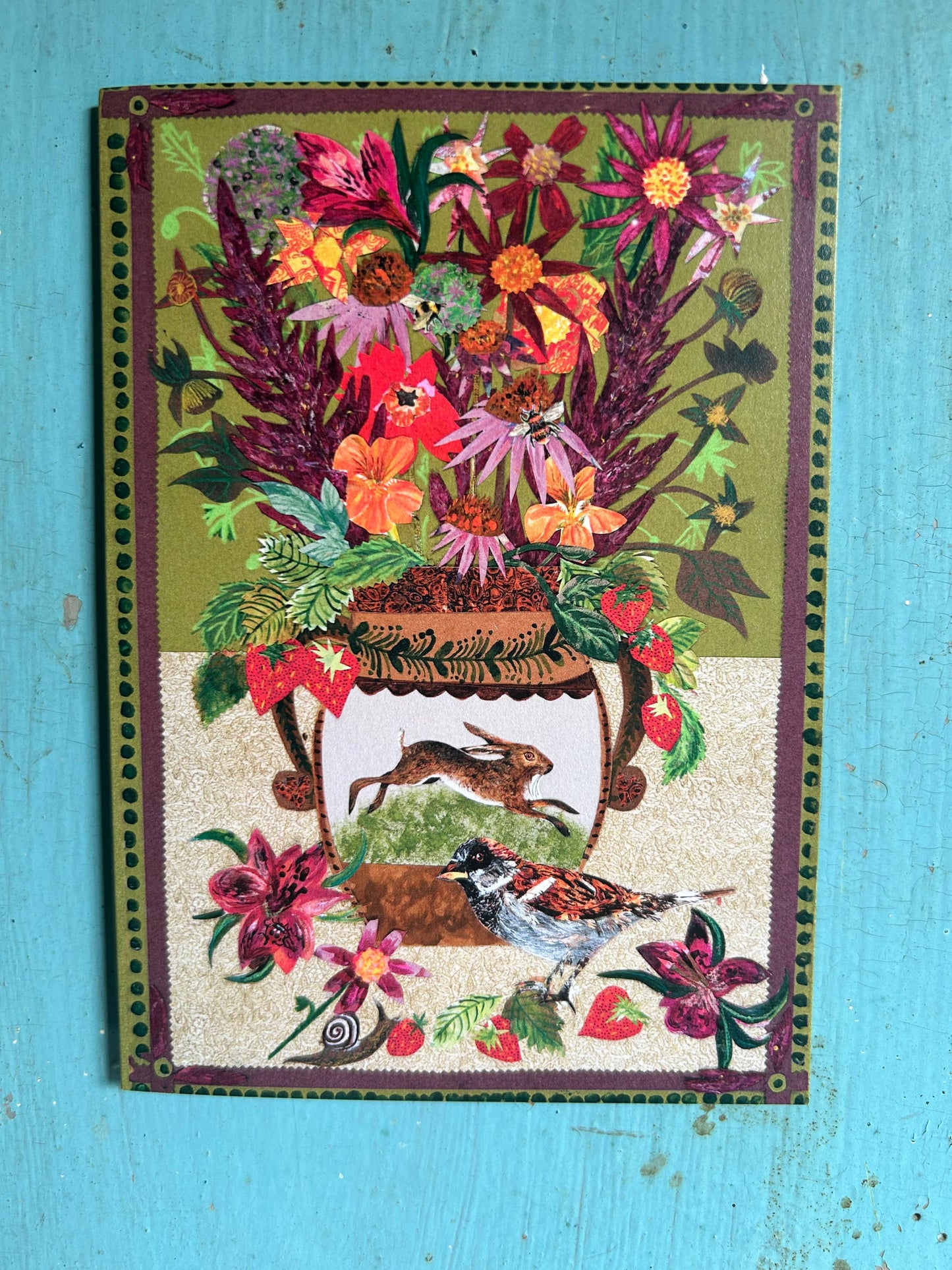 A6 Berries and blooms blank greeting card 