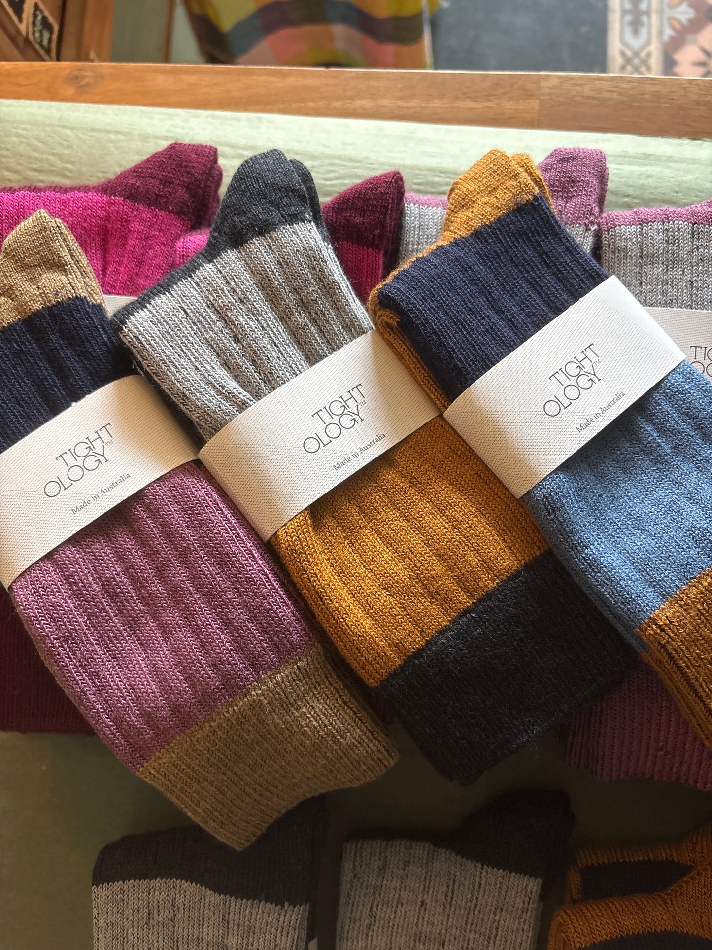 Tightology Chunky Rib Stripe Merino Wool Socks