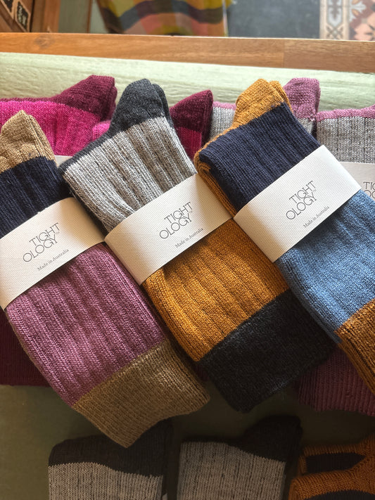 Tightology Chunky Rib Stripe Merino Wool Socks
