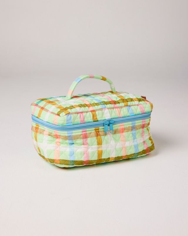 Kip and Co Quilted Toiletry Case - Candy Check Mint