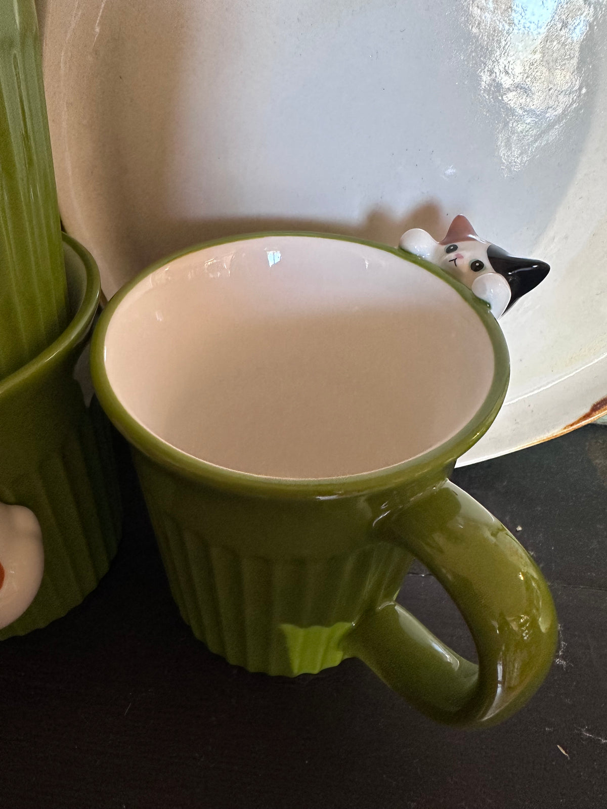 Concept Japan Green Mug with Tortie Cat