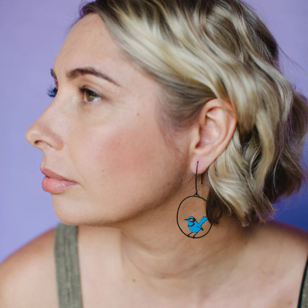 Denz earrings - Blue Fairy Wren