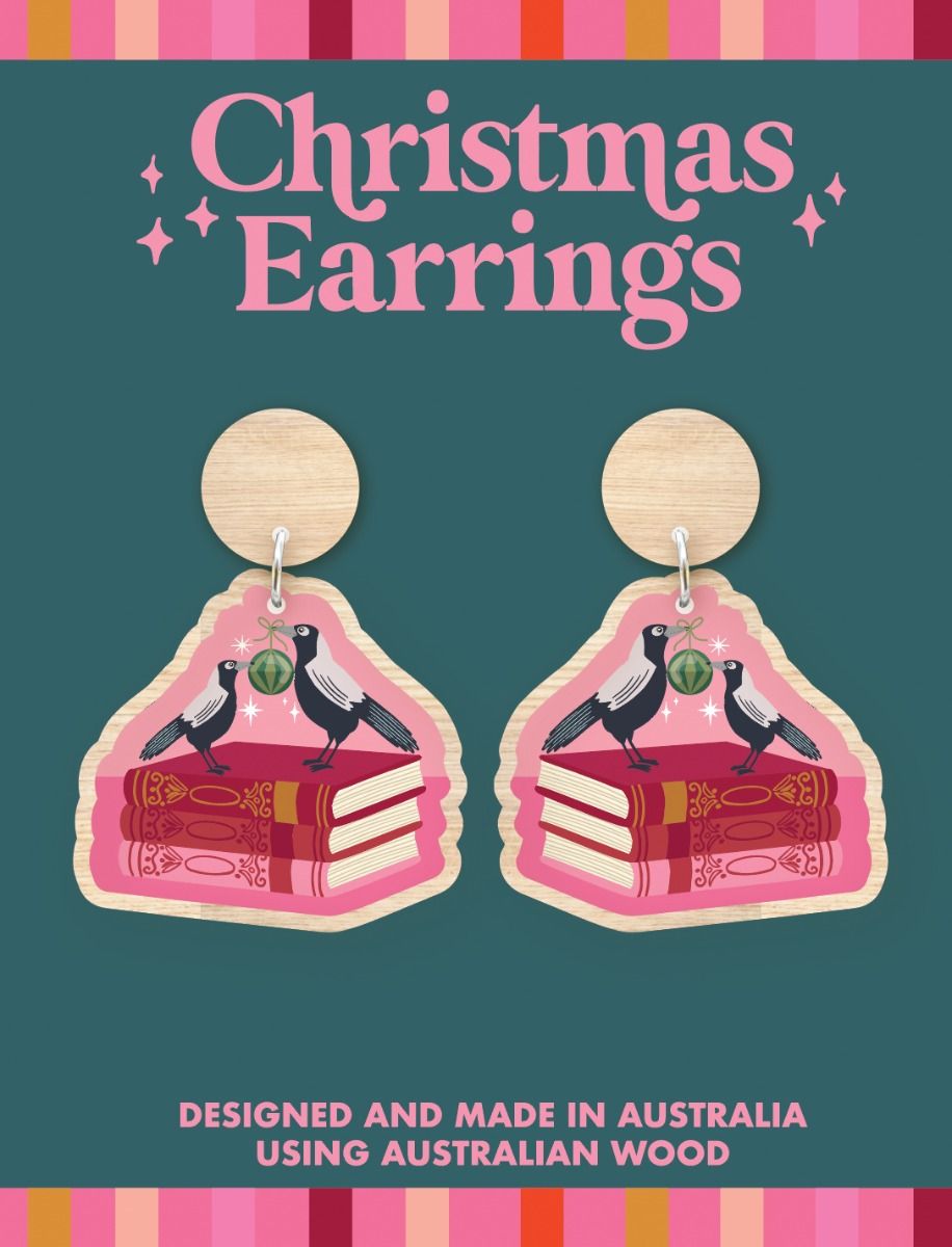 Australian Wood Christmas Earrings - Magpie Books