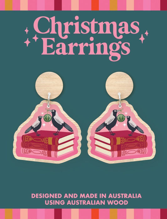 Australian Wood Christmas Earrings - Magpie Books