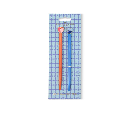 Floral metal ballpoint pen - Set of 2