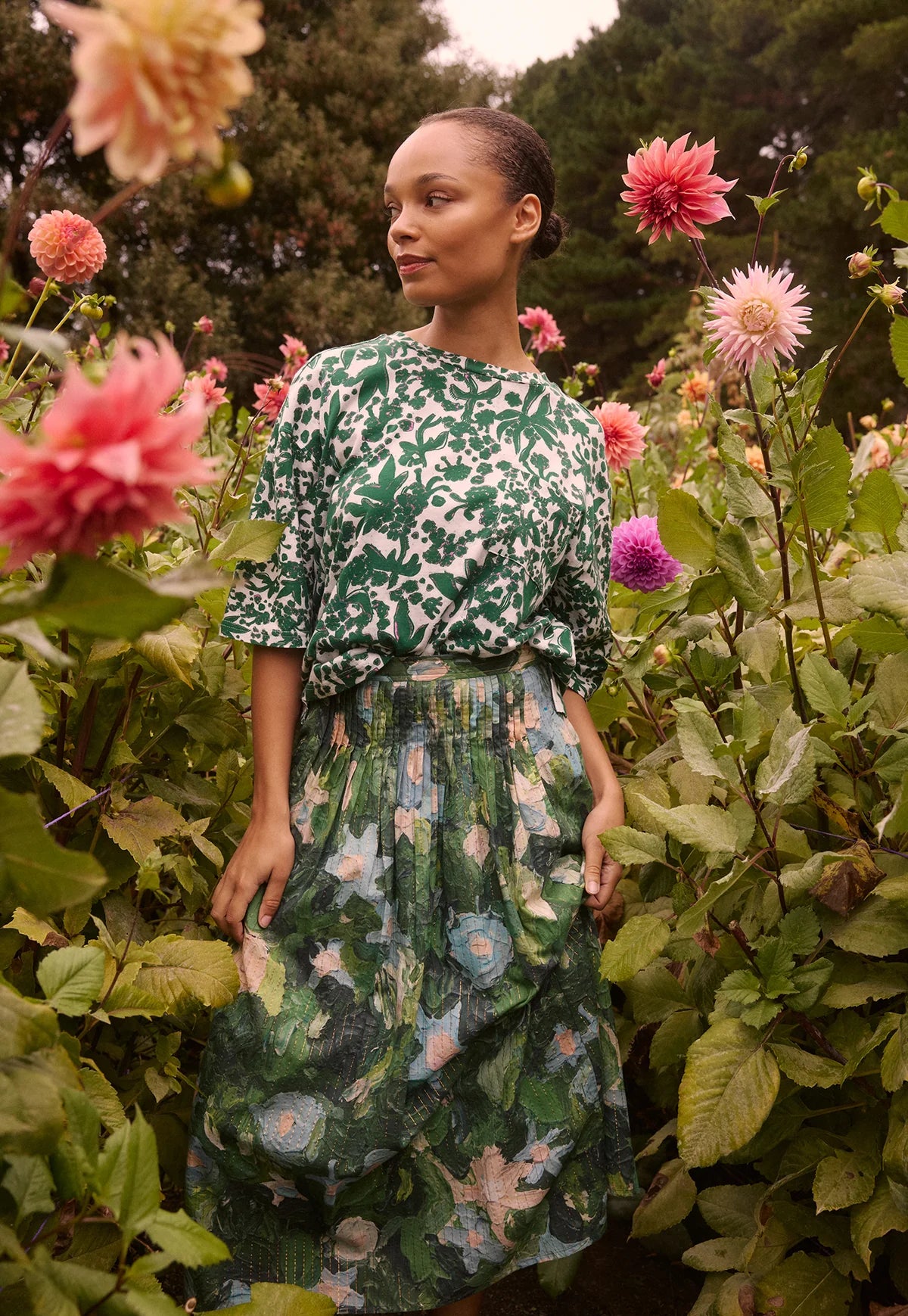 Nancybird Alma Yoke Skirt - Garden